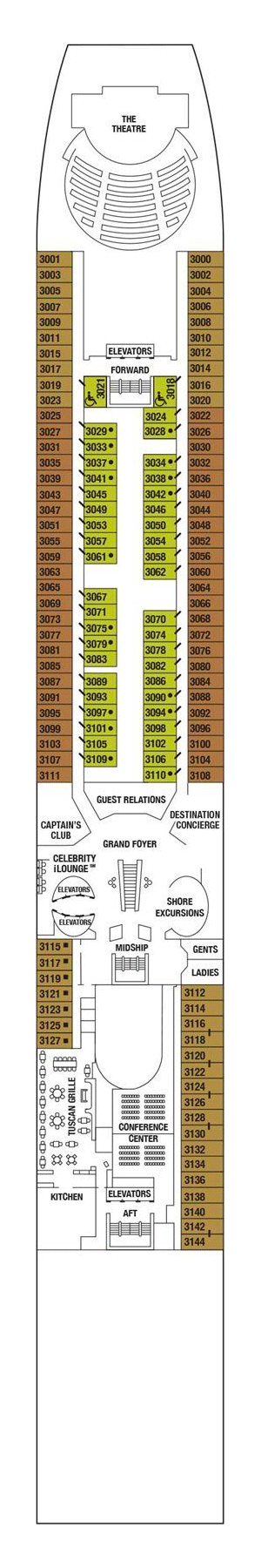 セレブリティ・ミレニアムのDeck 3：デッキプラン