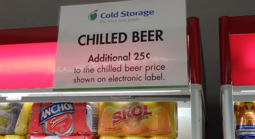 [常夏のシンガポール・クリスマス旅行記22] シンガポールのスーパーでは冷えたビールは25セント増し!?