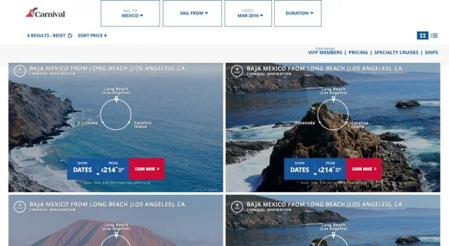 [LAからメキシコクルーズ＆ディズニーランド旅行記6] カーニバルクルーズの本サイトでの予約の仕方