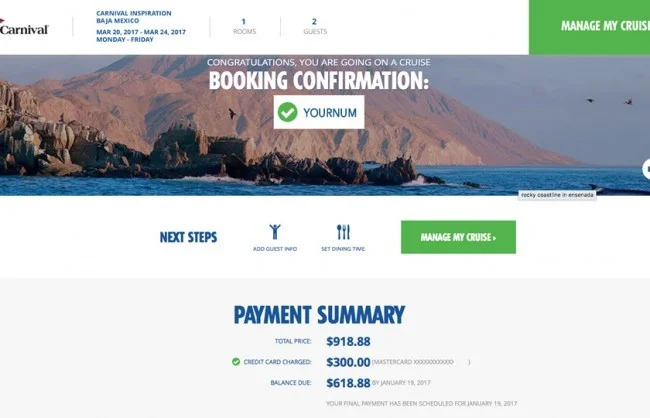 [LAからメキシコクルーズ＆ディズニーランド旅行記6] カーニバルクルーズの本サイトでの予約の仕方