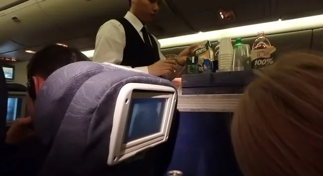 [LAからメキシコクルーズ＆ディズニーランド旅行記18] 中国国際航空CA983便(B777-300ER)のエコノミーの機内と機内食 | 搭乗記