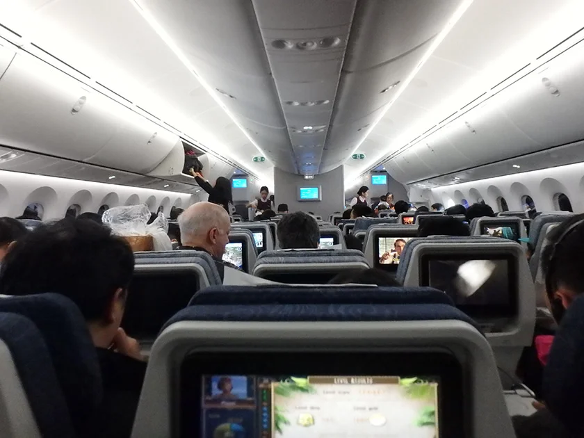 [LAからメキシコクルーズ＆ディズニーランド旅行記69] 中国国際航空 CA888便(B787-9)の機内の様子と機内食