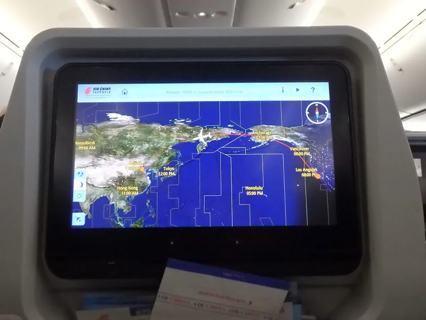 [LAからメキシコクルーズ＆ディズニーランド旅行記69] 中国国際航空 CA888便(B787-9)の機内の様子と機内食