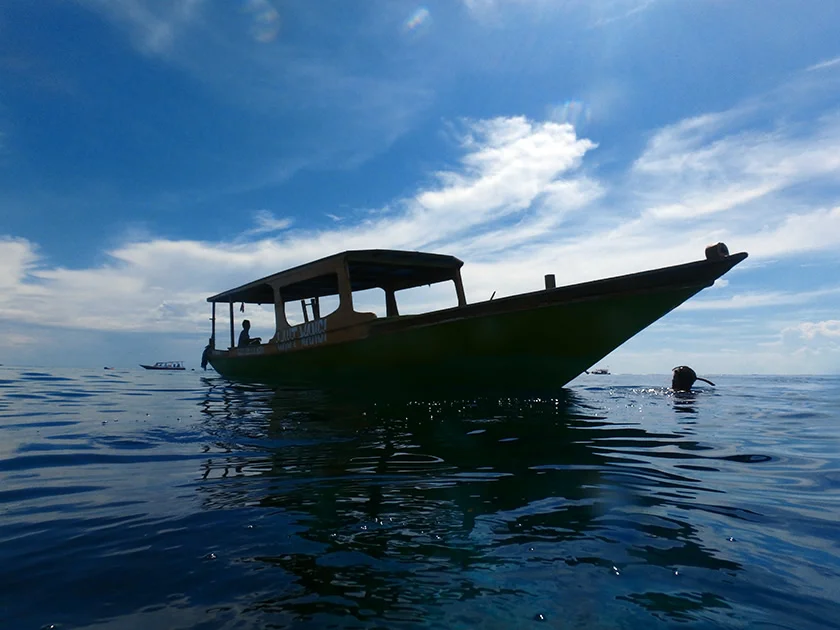 [インドネシアのパリピ秘境・ギリ島旅行記37] まずは近場でシュノーケルで、いきなりウミガメに遭遇。