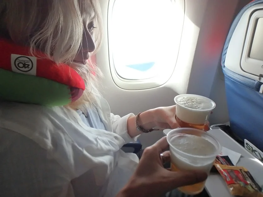 [片道1万円！？激安サンフランシスコ旅行記9] デルタ航空の機内サービスは、今まで乗った飛行機で一番回数が多いかも。機内食も非常に美味しい。