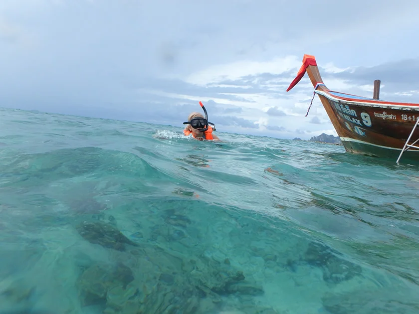 [タイの秘境・ピピ島とプーケットを巡る旅行記31] シュノーケルで見えるピピ島の海の中。