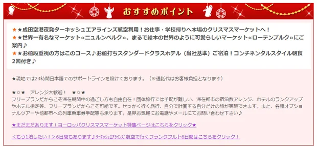 【緊急！格安ツアー情報】ドイツのクリスマスマーケットに行く5日間のツアーが66800円！燃油込み