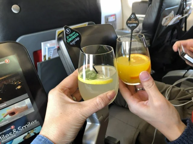 [北欧とアフリカを巡る年末年始の冒険旅行記：北欧編20] ターキッシュエアラインズのビジネスクラス短距離線。2時間でもこんな料理が出てくるのか（汗）