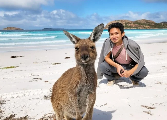[野生のカンガルーがいる世界一のビーチを目指して！西オーストラリア・ロングドライブ旅行記87] こんな僻地でパース在住の日本人カップルに会う