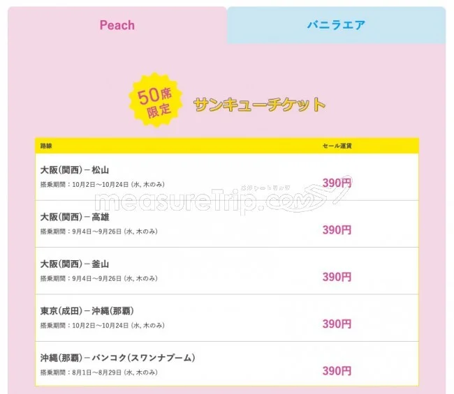 【緊急！格安航空券セール情報】ピーチとバニラの390円セールが始まるよー！夏休みの沖縄も北海道も台湾も！