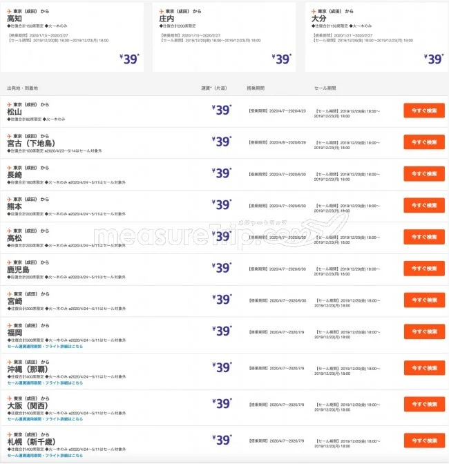 【緊急!格安航空券セール情報】ジェットスターがスーパースターセール★国内全路線で39円のサンキューセールをやるよ!