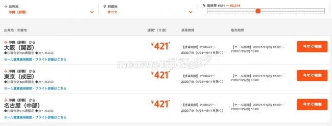 【緊急!格安航空券セール情報】ジェットスターが片道421円からのタビ活セール始めるよー!