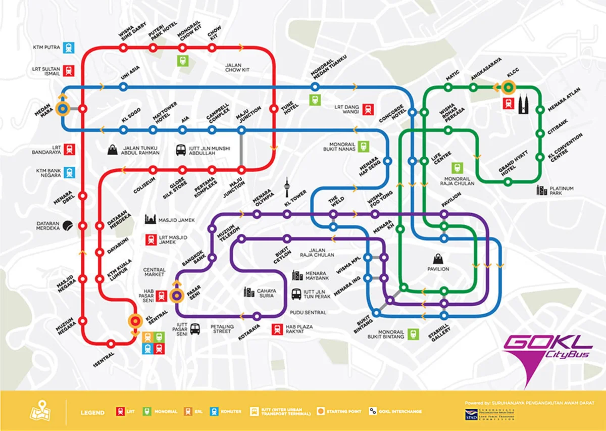 マレーシア・クアラルンプール GOKLバス路線図